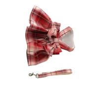 Stylebest Dog Harness Dress Cute Bowknot Plaid Breathable Harness for Weddings Parties Polyester (XXL)