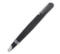 Stylebest Eyebrow Tweezers with Comb Ergonomic Precision Slant Tip for Home and Salon Use Stainless Steel Durable 1 Piece (Black)
