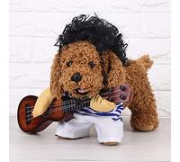 Stylebest Funny Pet Dog Costume Cool Guitar Player Outfit for Halloween Christmas Party Soft Cotton Wear (M)