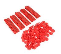 Stylebest Goat Ear Tag 100 Pack, Durable and Non- Ear Labels, Ideal for Farm Animal Identification Management, Made of Soft Plastic (100 Words in red)