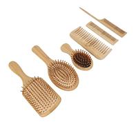 Stylebest Hair Brush Comb Set Eco-Friendly Ergonomic Detangling Brushes for All Hair Types Phyllostachys Pubescens 6pcs
