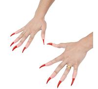 Stylebest Halloween Fake Nails, Creepy Lifelike Witch Finger Nail Props Costume Accessory, with Rubber Material, for Party Dance Event Horror Toys (Red)
