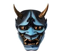 Stylebest Halloween Japanese Cosplay Face,Cover Resin Horror Face,Cover Ghost Demon, Samurai Demon Oni, Stage Performance Props Party Decor (Blue)