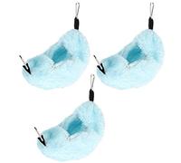 Stylebest Hanging Hammock Nests for Birds Small Pets Cute Design 3 Sets Bright Blue Fabric Bed House for Parrots Hamsters Squirrels