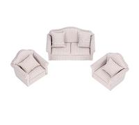 Stylebest Miniature Sofa Set Premium Plush Dollhouse Couch Accessories for Kids 3 Years and Up Made of Beech Wood with Pillows