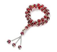 Stylebest Muslim Prayer Beads, 33 Resin Rosary Bracelet with Arabic Allah Muhammad Engraved, for Muslim Worship Middle Eastern Islamic Gifts (red)