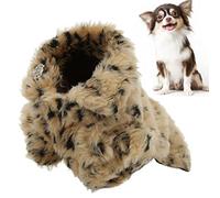 Stylebest Pet Leopard Print Cloak, Stylish Plush Jacket for Dogs with Round Neck, Windproof and Warm, for Autumn Winter Outdoor Halloween Christmas (S)