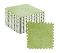 Stylebest Plush Floor Mat Tiles, Soft Foam Puzzle Interlocking Carpet for Kids Room, with Non Slip Thick Material, Easy to Clean and Cuttable (Fluorescent Green)