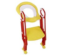 Stylebest Portable Baby Toilet Training Seat, Adjustable Height Ladder Step with Double Armrests and Anti Skip Foot Pads for Toddler Potty Chair Safety (Red and Yellow)