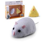 Stylebest Remote Control Fake Rat Realistic Mouse Cat Toy Mice RC Toy Cat Mice Animal Interactive Toy Figures Cat Running Wheel Wireless Chasing (Light Grey)
