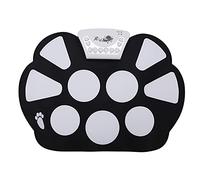 Stylebest Roll Up Drum Kit Portable Electronic Drumsets for Beginners and Kids Practice, Black and White Silica Gel + Maple, 9 Pads