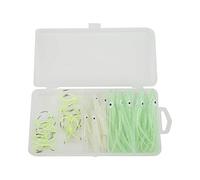 Stylebest Squid Skirts Fishing Lures Set with Luminous Octopus Bait Hooks for Night Fishing, Durable Stainless Steel, 20 Bait and 10 Hooks (18#)