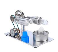 Stylebest T Type Stirling Engine Miniature Generator Educational Model for Physics Learning, Durable Quartz Glass, Multi-color LED Bulb
