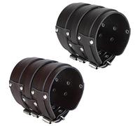 Stylebest Wide Leather Cuff Bracelet Adjustable Retro Punk Style for Fashion Enthusiasts Artificial Leather 29.5 X 8cm 2Pcs Black Brown
