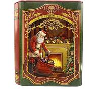 stylebox Tin in the shape of a Christmas book small book tin St. Nick red / green biscuit tin decorative box retro tin storage, approx. 15 x 6/8.5 x 17.5 cm, volume: 1.5 l