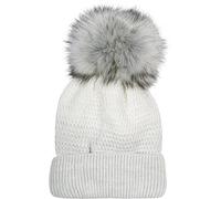 styleBREAKER 04024205 Women's Knitted Bobble Hat with Colour Gradient and Fleece Lining, Winter Fur Bobble Hat, Light grey/white, One Size Fits All