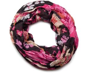 styleBREAKER all over floral print loop tube scarf 01014027, Colour:Black-Pink