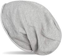 styleBREAKER Beanie hat with All-Over Glitter in Blended Look with Turn up, Long Slouch Beanie, Glitter hat, Ladies 04024143, Colour:Light Grey Mottled