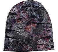 styleBREAKER Beanie Hat with Splat Style Showing Splashes and Signs, Destroyed Vintage Look, Slouch Longbeanie, Unisex 04024077, Colour:Anthracite-WineRed-Violet