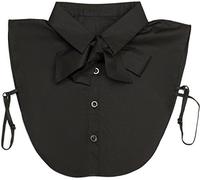 styleBREAKER Blouse Collar Insert with Buttons and Bow, Collar for Blouses and Jumpers, Pussybow Blouse Ladies 08020003, Colour:Black
