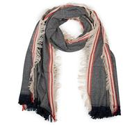 styleBREAKER broad XXL scarf, with short fringes all around, striped pattern and contrasting stripes, unisex 01018140, Colour:Black-White-Cream