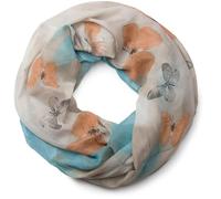 styleBREAKER butterfly pattern loop tube scarf, silky and light, women 01016097, Colour:Brown-Blue