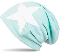 styleBREAKER Classic Beanie hat with Star Print, Unisex 04024038, Colour:Mint-White