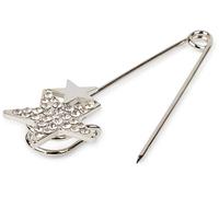 styleBREAKER decorative pin for ponchos, kerchiefs, or scarves, star applique set with rhinestones, safety pin, decorative pin, women 05050021, color:Silver