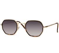 styleBREAKER Hexagonal Unisex Sunglasses | Geometric Metal Glasses Windsor Ring & UV400 | Copper Frame Colour Accents | Retro Look | Includes Cloth Bag & Cleaning Cloth, Frame gold tortoiseshell