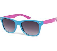 styleBREAKER Kids Nerd Sunglasses with plastic frame and polycarbonate lenses, classic retro design 09020056, Colour:Frame lightblue-pink/lens grey gradient