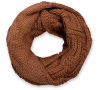 styleBREAKER knit loop scarf with grid and rib pattern, single-colour fine-knit snood, winter knit scarf, unisex 01018155, Colour:Cognac