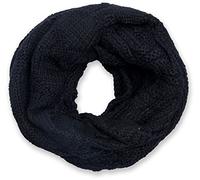 styleBREAKER knit loop scarf with grid and rib pattern, single-colour fine-knit snood, winter knit scarf, unisex 01018155, Colour:Black