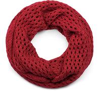 styleBREAKER knit loop scarf with hole pattern, single-colour holed-knit snood, winter knit scarf, unisex 01018156, Colour:Claret-Red