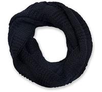styleBREAKER knit loop scarf with patent pattern, single-colour fine-knit snood, winter knit scarf, unisex 01018152, Colour:Black