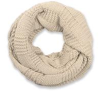 styleBREAKER knit loop scarf with patent pattern, single-colour fine-knit snood, winter knit scarf, unisex 01018152, Colour:Beige