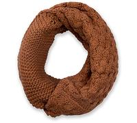 styleBREAKER knit loop scarf with pattern mix, single-colour fine-knit snood, winter knit scarf, unisex 01018153, Colour:Cognac