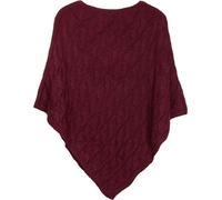 styleBREAKER Knitted Poncho with Cable Pattern, Round Neck Knit Poncho, Chunky Knit, Women's 08010040, Colour:Claret-Red