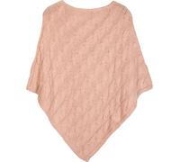 styleBREAKER Knitted Poncho with Cable Pattern, Round Neck Knit Poncho, Chunky Knit, Women's 08010040, Colour:Old Rose