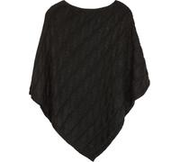 styleBREAKER Knitted Poncho with Cable Pattern, Round Neck Knit Poncho, Chunky Knit, Women's 08010040, Colour:Black