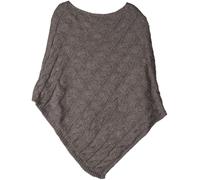 styleBREAKER Knitted Poncho with Cable Pattern, Round Neck Knit Poncho, Chunky Knit, Women's 08010040, Colour:Taupe