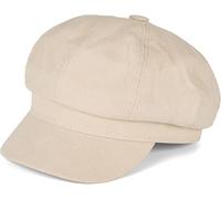 styleBREAKER Ladies Balloon Cap in Soft Fabric, Vintage Peaked Bakerboy Cap, Beige