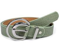 styleBREAKER Ladies Belt Unicoloured with crocodile leather finish and crescent-shaped buckle, can be shortened 03010108, Colour:Jade green, size:90cm
