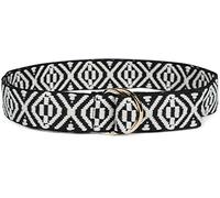 styleBREAKER Ladies Fabric Belt with Aztec Ornament Pattern and D-Rings, One Size/Onesize, Waist Belt 03010113, Colour:Black-White
