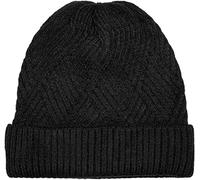 styleBREAKER Ladies Knitted Beanie with Diamond-Shaped Ribbed Pattern and Wide Brim, fine Knit Beanie, Knitted Beanie 04024192, Colour:Black