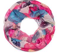 styleBREAKER Ladies Loop Scarf with Colourful Floral Pattern, Lightweight Summery Tube Scarf multi-coloured 01016217, Colour:Rose-Pink-Blue