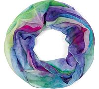 styleBREAKER Ladies Loop Scarf with Colourful Watercolour Gradient Pattern, Lightweight Summery Tube Scarf multi-coloured 01016220, Colour:Violet-Green-Blue