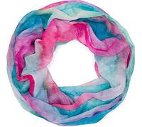 styleBREAKER Ladies Loop Scarf with Colourful Watercolour Gradient Pattern, Lightweight Summery Tube Scarf multi-coloured 01016220, Colour:Pink-Blue-Green