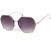 styleBREAKER Ladies Oval Oversize Sunglasses with Diamond Cut, Frameless with Tinted Lenses, Metal Frame 09020136, Colour:Frame gold/glass violet gradient