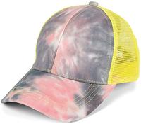 styleBREAKER Ladies Ponytail Baseball Cap in Batik Look with Mesh Insert, Basecap, Hook-and-Loop Fastener Adjustable 04023081, Colour:Rose-Grey-Yellow