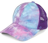 styleBREAKER Ladies Ponytail Baseball Cap in Batik Look with Mesh Insert, Basecap, Hook-and-Loop Fastener Adjustable 04023081, Colour:Turquoise-Violet